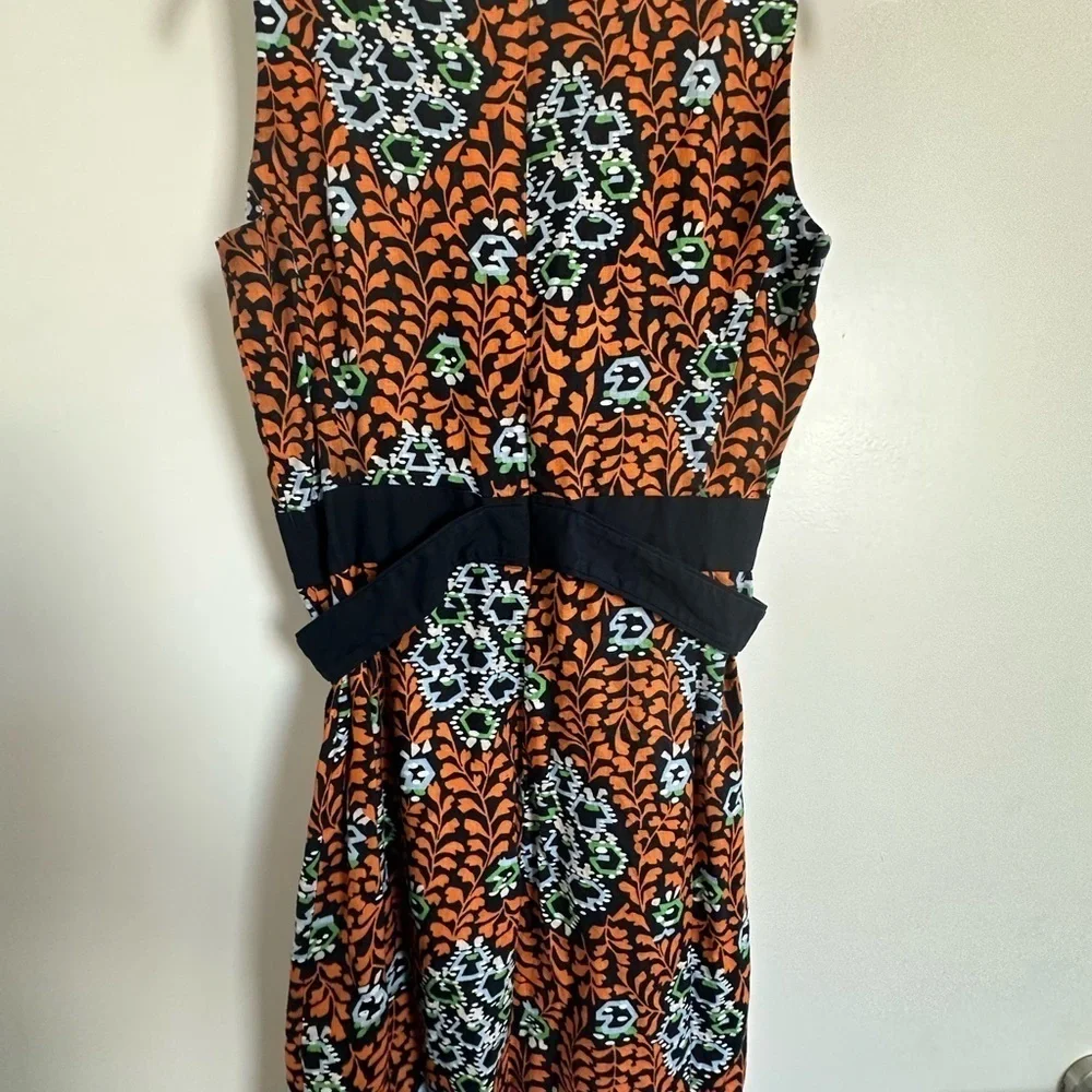 Tory Burch Melanie Navy and Orange Sheath Dress | 8 - Picture 4 of 6